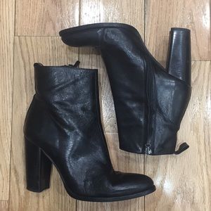 COPY - Zara Real Leather Black Heeled Ankle Boot